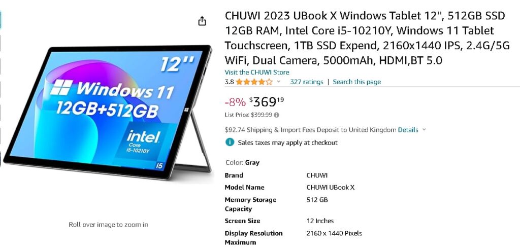 CHUWI 2023 UBook X Windows Tablet 12