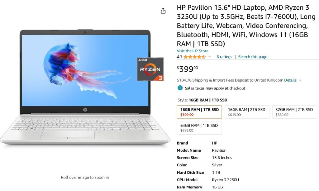 HP Pavilion 15.6" HD Laptop